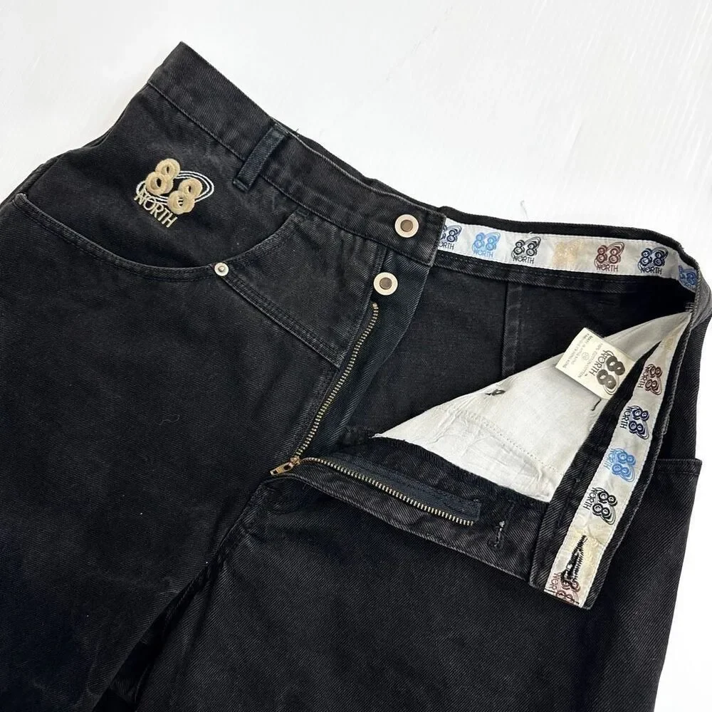 Vintage 88 North Black Denim Carpenter Shorts Y2K Skate Baggy Mens 36 Streetwear
